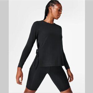 Sweaty Betty Side Tie Black Yoga Top - Large